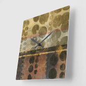 Horloge Carrée Gouttelettes vertes circulaires (Angle)