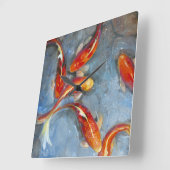 Horloge Carrée Gracieux Koi II (Angle)