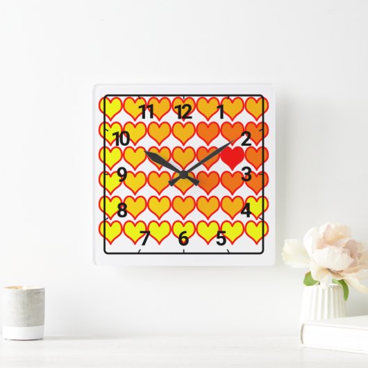 Horloge Carrée Gradient heart pattern (Maison)