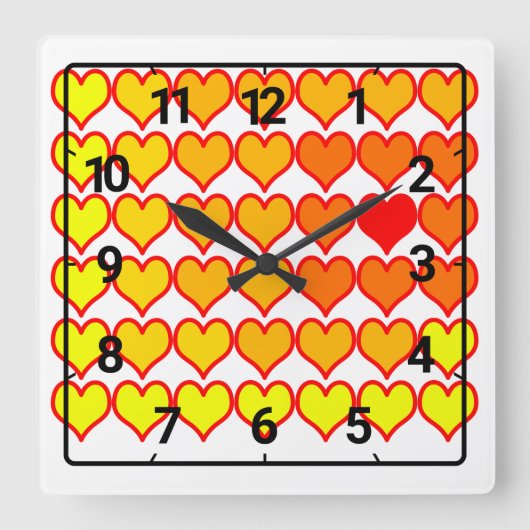 Horloge Carrée Gradient heart pattern (Recto)