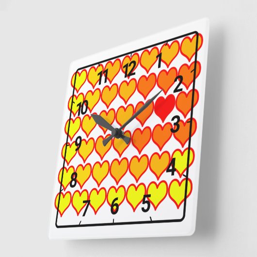Horloge Carrée Gradient heart pattern (Angle)