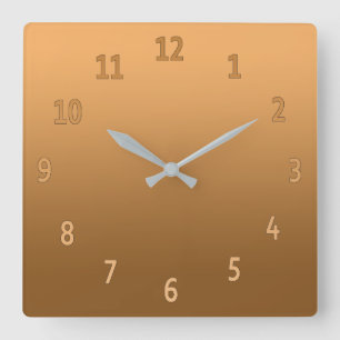 Horloge Carrée Gradient Simples Couleurs Dorées