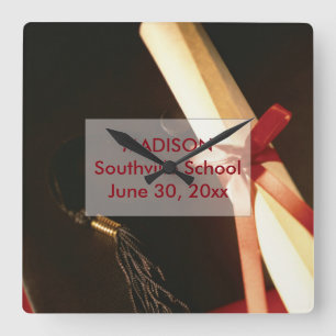 Horloge Carrée Graduation de Wishes, Square Clock