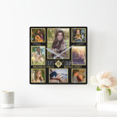 Horloge Carrée Graduation Lycée Grade Photo Collage (Maison)