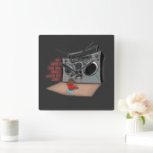 Horloge Carrée Graffiti Boom Box Break Dance Cartoon (Maison)