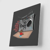 Horloge Carrée Graffiti Boom Box Break Dance Cartoon (Angle)