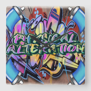 Horloge Carrée Graffiti de l'horloge murale