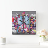 Horloge Carrée Graffiti Subway (Maison)