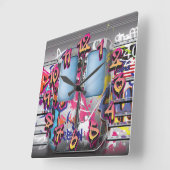 Horloge Carrée Graffiti Subway (Angle)