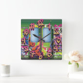 Horloge Carrée Graffiti Subway (Maison)