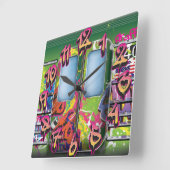 Horloge Carrée Graffiti Subway (Angle)