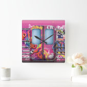 Horloge Carrée Graffiti Subway (Maison)