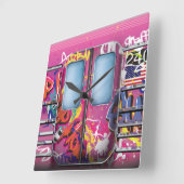 Horloge Carrée Graffiti Subway (Angle)