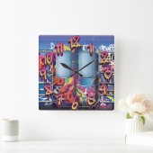 Horloge Carrée Graffiti Subway (Maison)