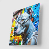 Horloge Carrée Graffiti urbain de rue de Pitbull City (Angle)