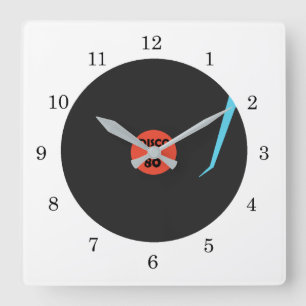 Horloge Carrée Gramophone Record Clock - Disco 80' Dance Party