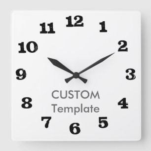 Horloge Carrée Grand 10,75" fait sur commande police carrée de