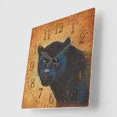 Horloge Carrée Grand chat de Jaguar de faune noire fraîche de (Angle)