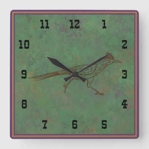 Horloge Carrée Grand Coureur du Sud-Ouest Sagebrush Vert de Style