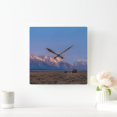 Horloge Carrée Grand Teton Mountain et Prairie (Maison)