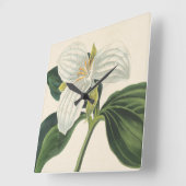 Horloge Carrée Grand Trillium fleuri (Angle)