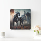 Horloge Carrée Grande Dane Halloween effrayante (Maison)