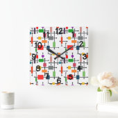 Horloge Carrée Grande grille moderne du milieu du siècle (Maison)