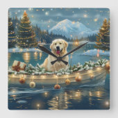 Horloge Carrée Grande Pyrénées Noël Festive Voyage (Recto)