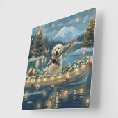 Horloge Carrée Grande Pyrénées Noël Festive Voyage (Angle)