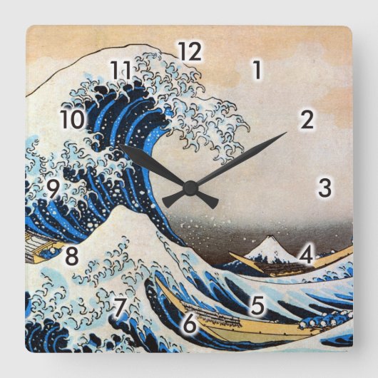Horloge Carrée Grande vague, Hokusai, Ukiyo-e (Recto)