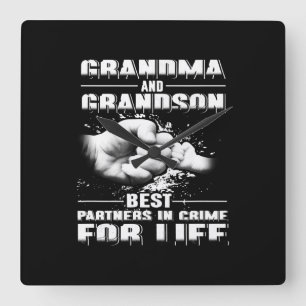 Horloge Carrée Grandma Et Grandson Meilleurs Partenaires Crime Fo