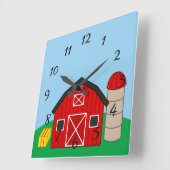 Horloge Carrée Grange Animée et Silo (Angle)