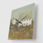 Horloge Carrée Grange blanche (Angle)