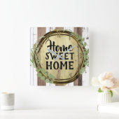 Horloge Carrée Grange en bois Brown et blanc rustique (Maison)