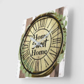 Horloge Carrée Grange en bois Brown et blanc rustique (Angle)