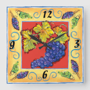 Horloge Carrée Grape Cluster wall clock