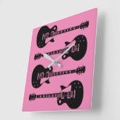 Horloge Carrée Graphic de la guitare électrique en noir (Angle)