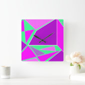 Horloge Carrée Graphique Abstrait - design vert violet (Maison)
