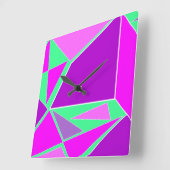 Horloge Carrée Graphique Abstrait - design vert violet (Angle)