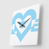 Horloge Carrée Graphique d'amour cool, Bleu (Angle)