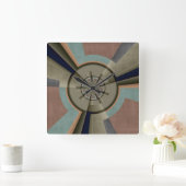 Horloge Carrée Graphique d'art fractal de l'harmonie des couleurs (Maison)