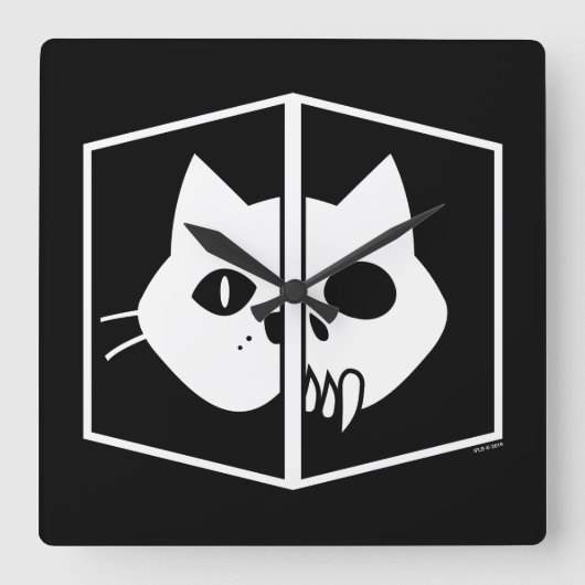 Horloge Carrée Graphique de chat de Schrödinger (Recto)