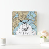 Horloge Carrée Graphique de la baie Niantic (Maison)