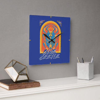 Horloge Carrée Graphique de Talavera de scarabée bleu