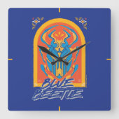 Horloge Carrée Graphique de Talavera de scarabée bleu (Recto)