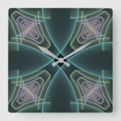 Horloge Carrée Graphique géométrique Turquoise moderne (Recto)