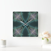 Horloge Carrée Graphique géométrique Turquoise moderne (Maison)