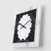 Horloge Carrée Graphiques de la sphère de marbre blanc et noir (Angle)