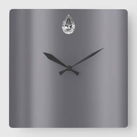 Horloge Carrée Graphisme Diamant Noir Vip minimal (Recto)