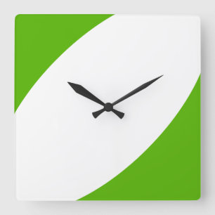 Horloge Carrée Gras Design Moderne Bright Vert Courbes Blanches